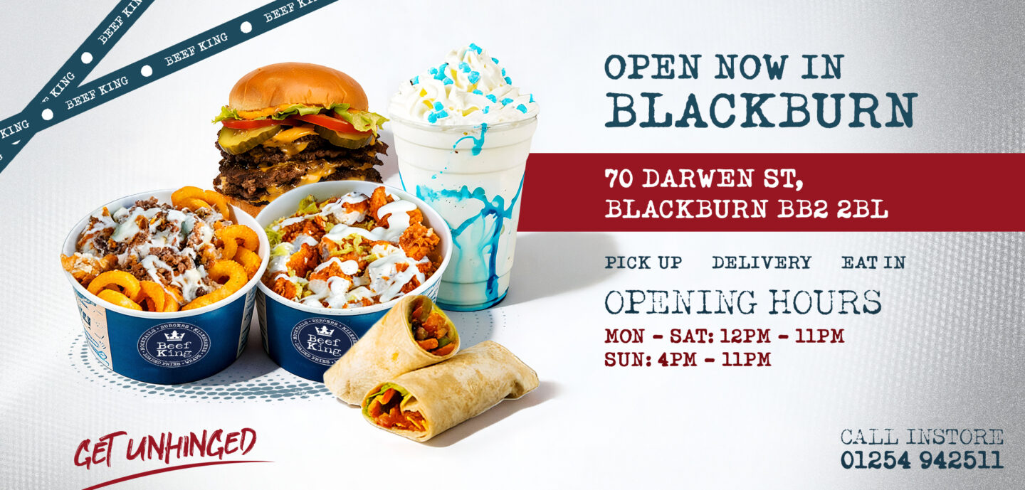Beef King now open in Blackburn - get unhinged - Signature burgers, wraps, rice bowls, shakes, and loaded fries